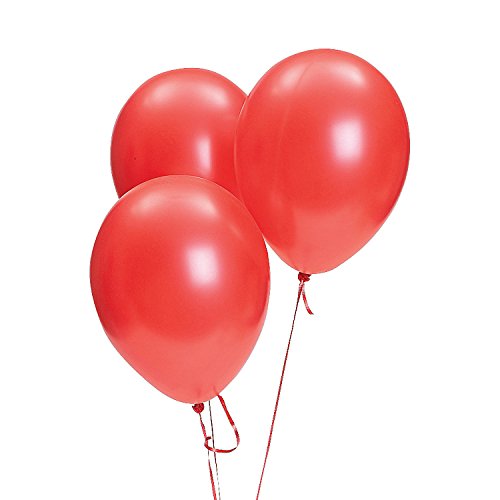 Fun Express - 11" Red Metallic Balloons - Party Decor - Balloons - Latex Balloons - 144 Pieces