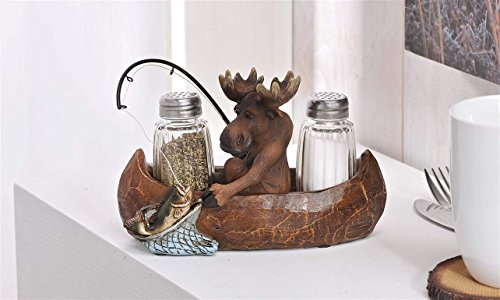 Giftcraft Moose Fishing in a Canoe Novelty Salt and Pepper Shaker Set