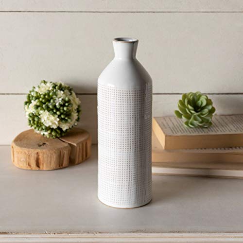 VIP Home and Garden DY1004 Hand Painted Ceramic Vase, 9.75-inch Height, White