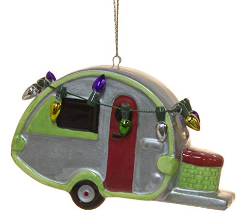 Cape Shore Ceramic Teardrop Camper Travel Trailer Christmas Ornament with Lights