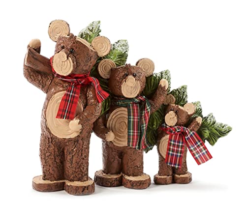 Giftcraft 683313 Christmas Bears with Tree Figurine, 9.84-inch Length, Polyresin