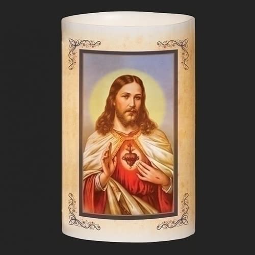 Roman Patrons and Protectors Sacred Heart LED Candle, 6-inch Height, Religious Decoration