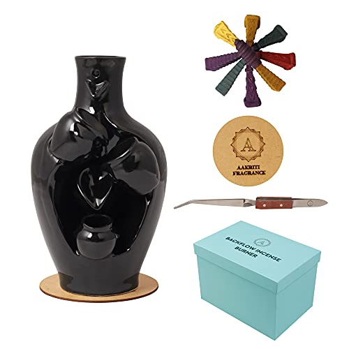 Aakriti Gallery Premium Resin Handmade Backflow Incense Cone Holder Incense Burner Aromatherapy Ornament Home Decor Meditation Yoga 100% Eco-Friendly | Home Decor | Feng Shui Based (Earthen)
