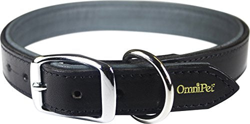 OmniPet Deer Tan Leather Dog Collar, 1" x 25", Black