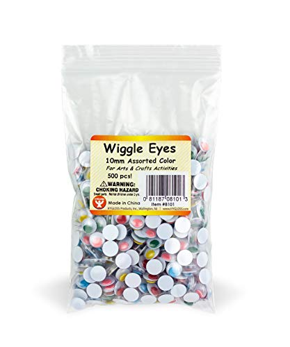 Hygloss Products Plastic Eyeball Googly Eyes for Arts & Crafts-Non-Adhesive-Paste-On-Size 10mm-Classroom Economy Pack-500 Pcs, 10 mm, Assorted Colors