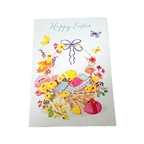 Design Design Easter Card COLORFUL SPRING Easter Basket Eggs Floral American Greeting Card