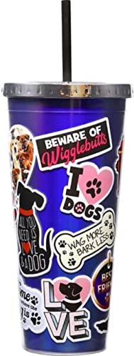 Spoontiques Dog Sticker Art Foil Cup, Gift for Kids and Adults, Holds Hot and Cold Beverages