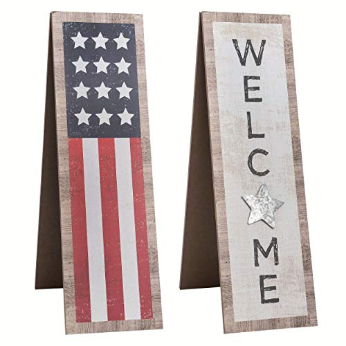 Valyria LLC Transpac A5511 MDF Easel Welcome and American Flag Porch Decor, 31.5-inch Height