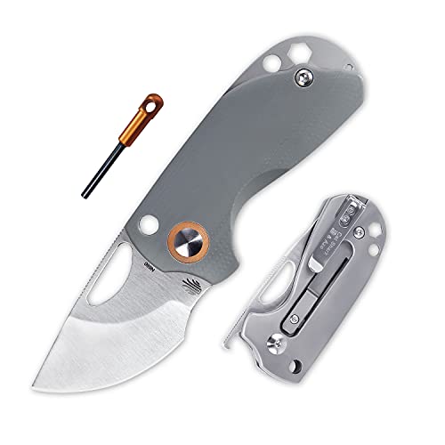 Kizer Catshark Non-Locking Folding Knives with 1.95 Inch Blade, Pry Bar, Fire Starter Rod and Deep Carry Clip, Every Day Utility Knife, 2.45 OZ -V2561 (Grey Titanium/G10 Handle+N690 Blade)