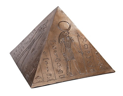Pacific Trading PTC 10 Inch Egyptian Pyramid Keepsake Urn Bronze Finish Statue Figurine