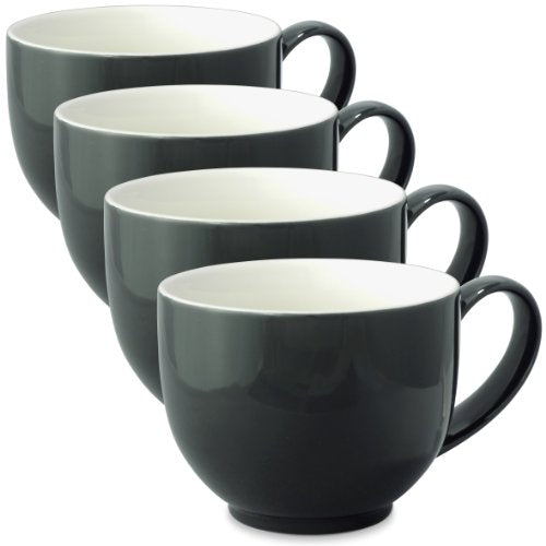 FORLIFE Q Tea Cup with Handle (Set of 4), 10 oz, Black Graphite