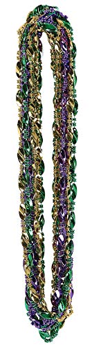 Beistle 12-Pack Mardi Gras Swirl Beads, 33-Inch, gold/green/purple (50571)
