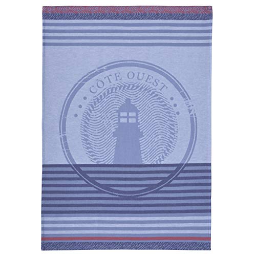 Coucke French Cotton Jacquard Towel, Lighthouse, 20-Inches by 30-Inches, Blue, 100% Cotton