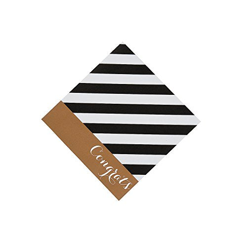 Fun Express - Black & Gold Grad Beverage Napkins for Graduation - Party Supplies - Print Tableware - Print Napkins - Graduation - 16 Pieces