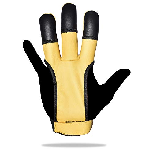 UNIVERSE ARCHERY Leather Archery Glove | Handmade Shooting Hunting Three Finger Gloves | Recurve Bow Archery Cow Hide Leather Gloves | Excellent Fitting