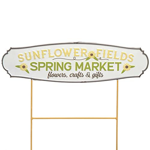 Meravic Sunflower Fields Metal Decorative Sign Garden Stake, 14-inch Square, Outdoor Decoration