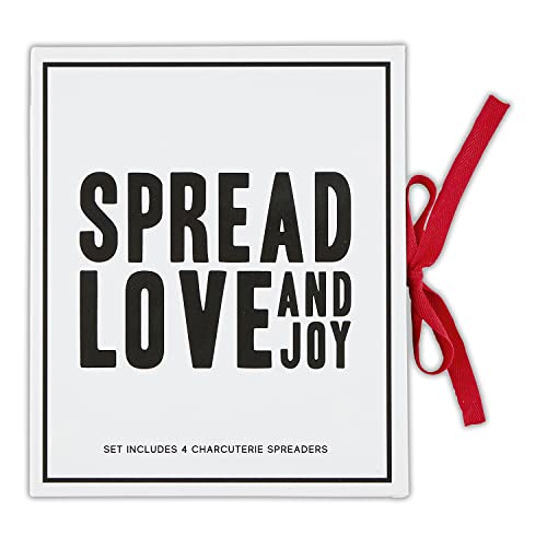 Creative Brands Santa Barbara Design Studio Holiday Cardboard Book Gift Set, 4-Piece, Spread Love And Joy - Charcuterie Spreaders