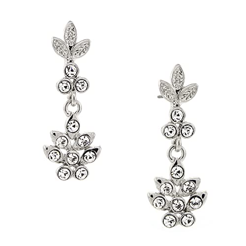 1928 Jewelry 2028 Jewelry Floral Inspired Clear Crystal Drop Earrings