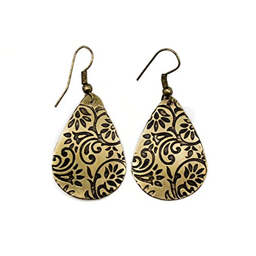 ANJU JEWELRY Engraved Metal Collection Earrings - Floral