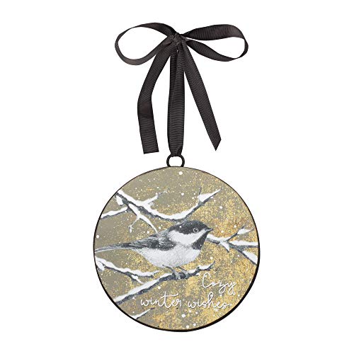 Melrose 83053 Cozy Winter Wishes Disc Ornament, 5.75-inch Height, Iron