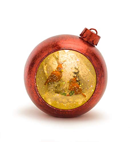 Melrose 68565 Plastic and Glass Led Lighted Musical Snow Globe Cardinals Ornament, 6-inch Height