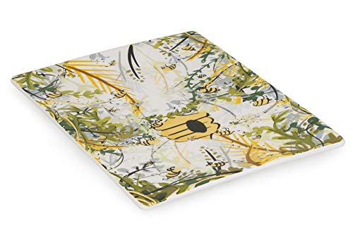 Boston International Ceramic Serving Platter, 10 x 8-Inches, Bee Haven