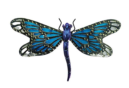 Comfy Hour Travel on Wings Collection 12" Metal Art Dragonfly Wall Decor Blue