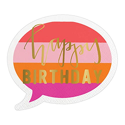 Creative Brands Slant Collections-16-Count Paper Beverage/Cocktail Napkins, Jumbo, Shaped Happy Birthday