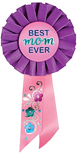 Beistle Best Mom Ever Rosette, 31/4 by 61/2-Inch