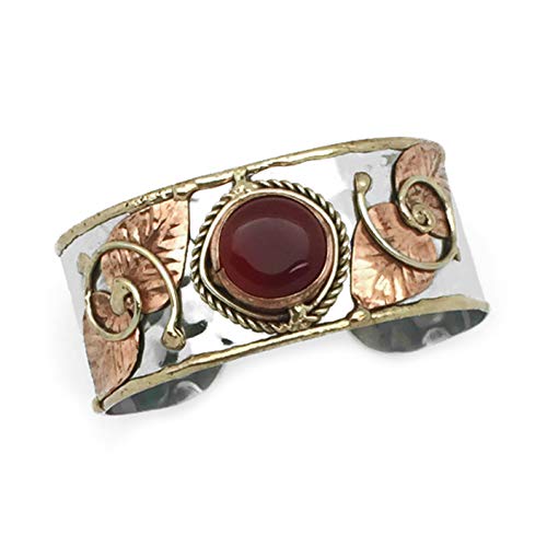 ANJU JEWELRY Janya Collection Mixed Metal Cuff Bracelet - Red Onyx