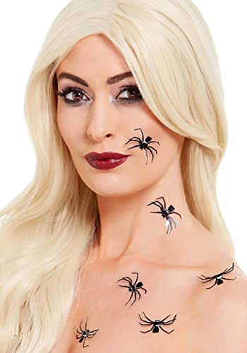 Smiffys Make-Up FX, 3D Spider Stickers, Black