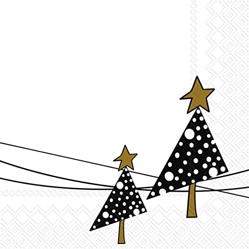 Boston International IHR Winter Holiday Christmas 3-Ply Paper Napkins, 20-Count Cocktail Size, Denise's Trees