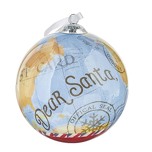 RAZ Imports 4212562 Dear Santa Map Ball Ornament, 5-inch Height, Plastic