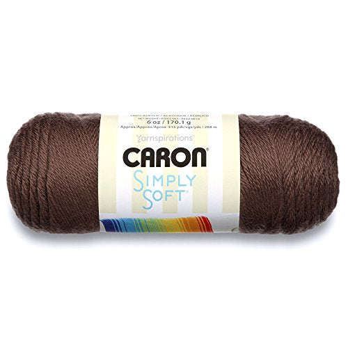 Spinrite Yarns (CA) Caron Simply Soft Solids Yarn, 6oz, Gauge 4 Medium, 100% acrylic - Brown - Machine Wash & Dry