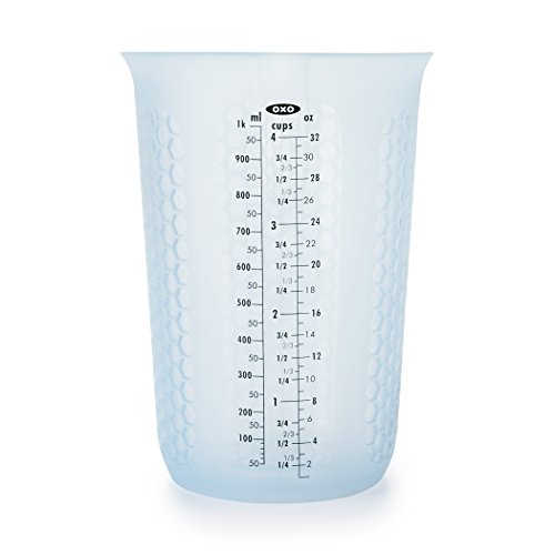 OXO Good Grips 4-Cup Squeeze & Pour Silicone Measuring Cup with Stay-Cool Pattern