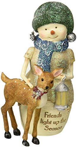 Pavilion Gift Company Pavilion-Friends Light Up The Season-5 Inch Collectible Figurine 5" Snowman with Deer, Beige