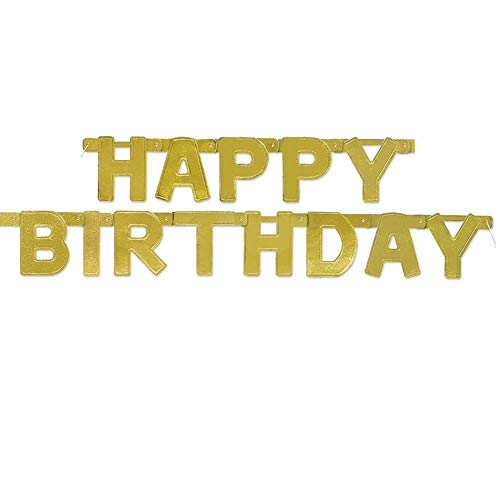 Unique Industries 4ft Gold Happy Birthday Banner