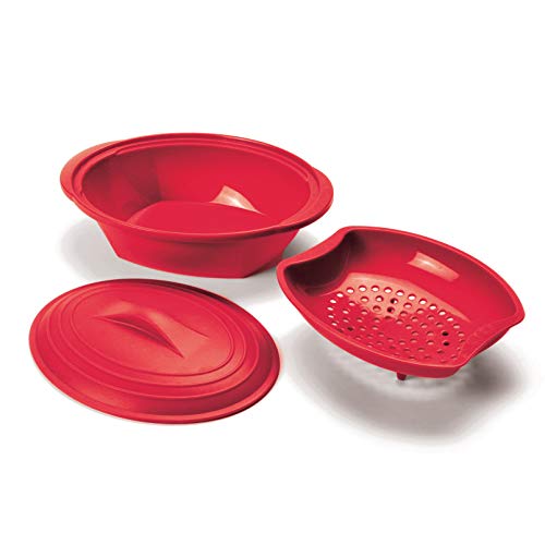 Norpro, Red 180R Silicone Steamer with Insert, 32 oz