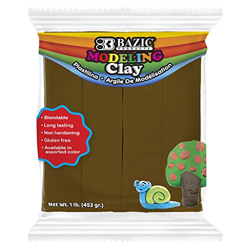 BAZIC Modeling Clay Brown Color 1 LB, Light Dough Art Craft, Non Toxic Gift for Artist Kids Toddler Boys Girls, Bulk for Classroom, 1-Pack