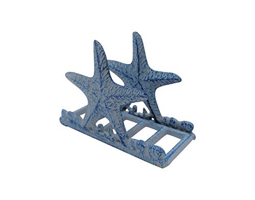 Comfy Hour Under The Sea Collection Cast Iron Starfish Napkin Holder, Kitchen, Table, Desk Uses, Blue