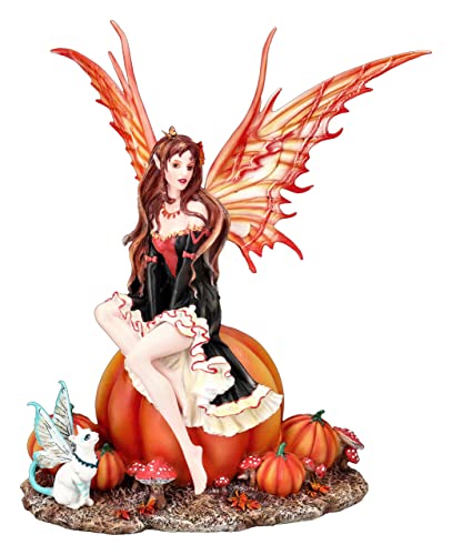 Pacific Trading Autumn Fairy Sitting on The Pumpkin Figurine Statue