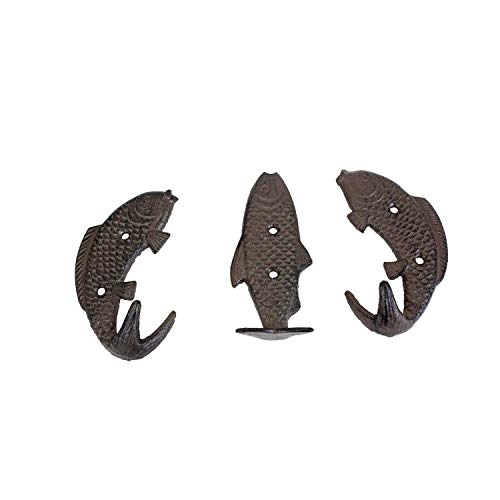 Beachcombers Metal Fish Wall Hooks Set of 3