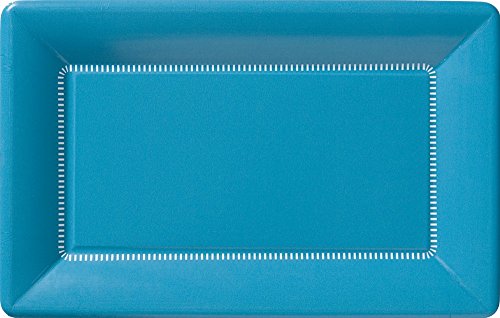 Boston International IHR Zing Rectangular Caf√© Dinner Paper Plates, 12 x 7.5-Inches, Ice Blue