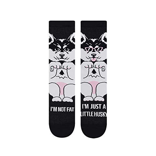 InStitches BooSocki Just A Little Husky Funny Dog Lover Novelty Unisex Crew Sock, Medium