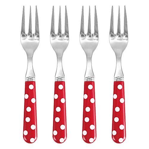 Supreme Housewares UPware 4-Piece Polka Dot Stainless Steel Cocktail Fork Set with Nylon Handle
