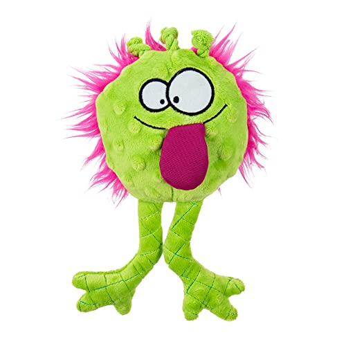 Worldwise goDog PlayClean Germs Squeaky Plush Dog Toy with Odor-Eliminating Essential Oils, Chew Guard Technology - Lime, Large