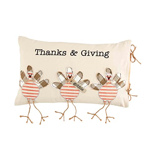 Mud Pie Applique Pillow, 13" x 21", Turkey Fall