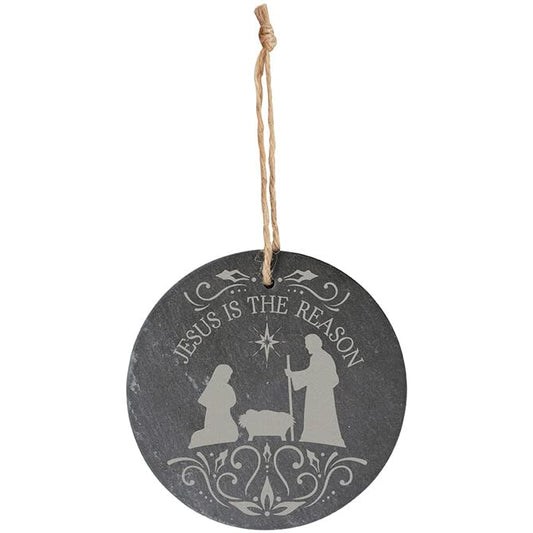 Carson Home Accents Jesus is The Reason Slate Ornament, 4-inch Diameter