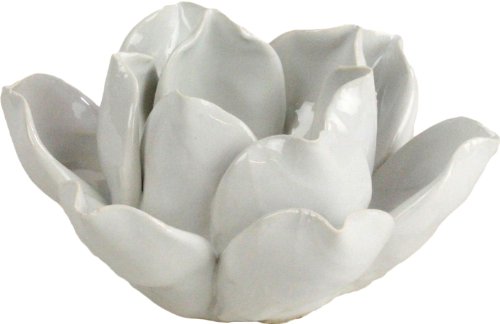 HomArt Lotus Tea Light Holder, White