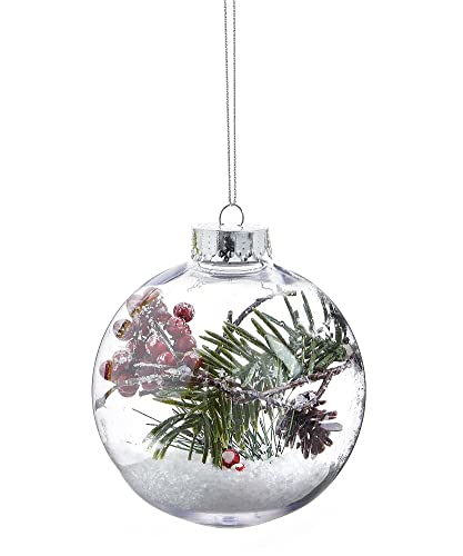 Giftcraft 682398 Christmas Berry, Pine and Snow Ornament, 3.9 inch, Plastic